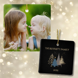 Classic Christmas Tree Family Photo Named Keramikornament