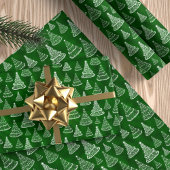 Classic Christmas Tree Muster Green Sparkle Geschenkpapier