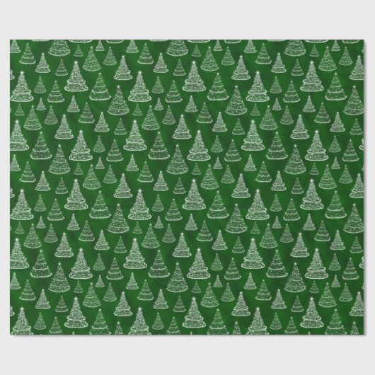 Classic Christmas Tree Muster Green Sparkle Geschenkpapier (Flach)