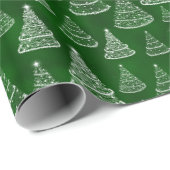 Classic Christmas Tree Muster Green Sparkle Geschenkpapier (Rolleneckpunkt)