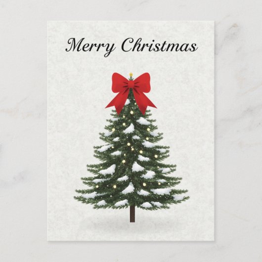 Classic Christmas Tree Red Bow Feiertagspostkarte (Vorderseite)