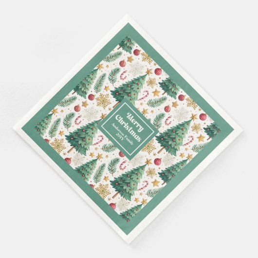 Classic Christmas Trees Candy Cane Party Napkins Serviette (Ecke)