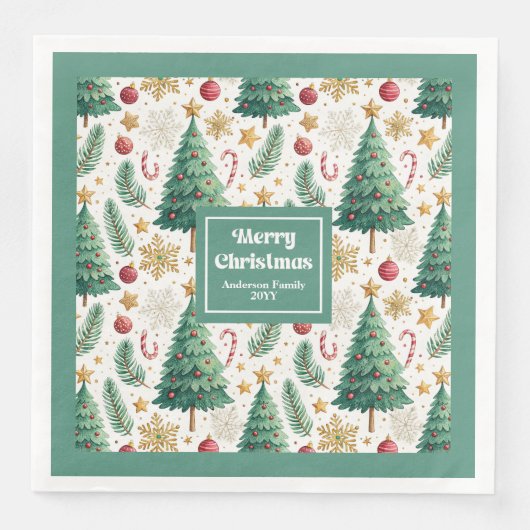 Classic Christmas Trees Candy Cane Party Napkins Serviette (Vorderseite)