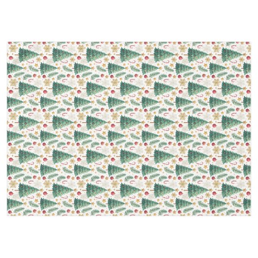 Classic Christmas trees gold and green tablecloth Tischdecke (Vorderseite (Horizontal))