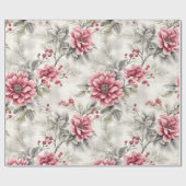 Classic Christmas Winter Florals Kariert, Decoupag Geschenkpapier (Flach)