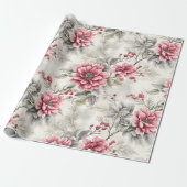 Classic Christmas Winter Florals Kariert, Decoupag Geschenkpapier (Ungerollt)