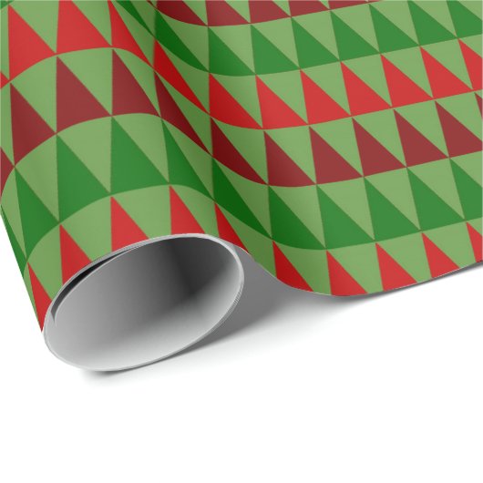 Classic Christmas Wrap Red Green Burgundy Triangle Geschenkpapier (Rolleneckpunkt)