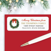 Classic Christmas Wreath Family Return Address