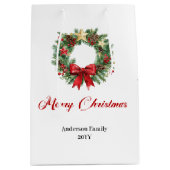 Classic Christmas wreath gift bag custom lettering Mittlere Geschenktüte (Vorderseite)