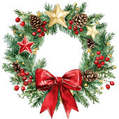 Classic Christmas wreath gift bag custom lettering Mittlere Geschenktüte