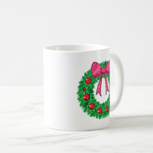 Classic Christmas Wreath with Bow Kaffeetasse (VorderseiteRechts)