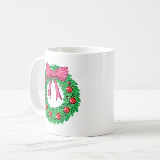 Classic Christmas Wreath with Bow Kaffeetasse (Vorderseite Links)