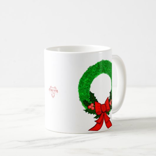 Classic Christmas Wreath with Red Bow Kaffeetasse (VorderseiteRechts)