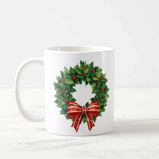 Classic Christmas Wreath with Red Bow Kaffeetasse (Links)