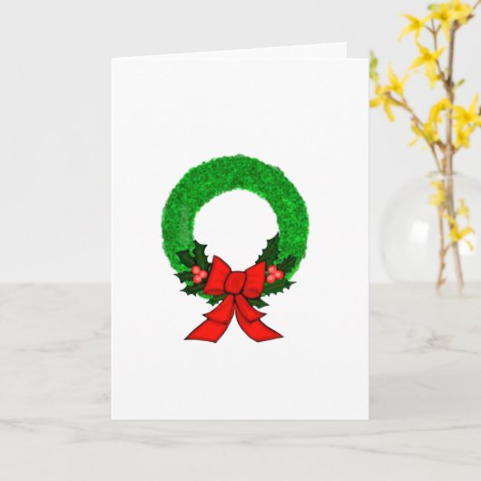 Classic Christmas Wreath with Red Bow Karte (Gelbe Blume)