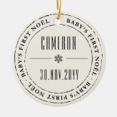 Classic Circle Siegel Baby First Weihnachten Foto Keramikornament (Vorne)