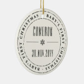 Classic Circle Siegel Baby's First Christmas Keramik Ornament (Rechts)