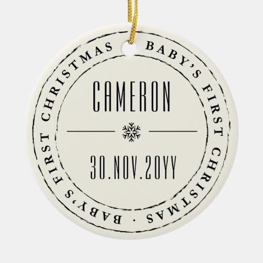 Classic Circle Siegel Baby's First Christmas Keramik Ornament (Vorne)