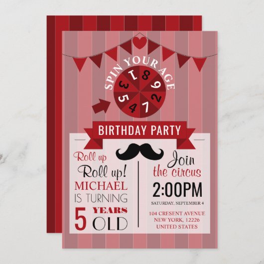 Classic Circus Poster Children's Birthday Party Einladung (Vorne/Hinten)