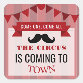 Classic Circus Poster Children's Birthday Party Quadratischer Aufkleber