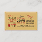 Classic Circus Poster, Kinderparty Ticket Begleitkarte (Rückseite)