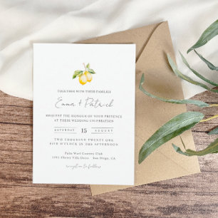 Classic Citrus Lemon Sommerhochzeit Einladung