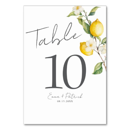 Classic Citrus Lemon Summer Tischnummer (Vorderseite)