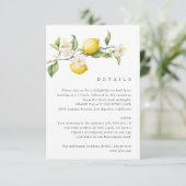 Classic Citrus Lemon Summer Wedding Enclosure Card Begleitkarte (Stehend Vorderseite)