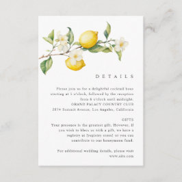 Classic Citrus Lemon Summer Wedding Enclosure Card Begleitkarte