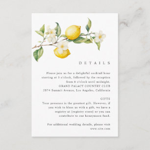 Classic Citrus Lemon Summer Wedding Enclosure Card Begleitkarte