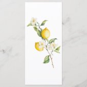 Classic Citrus Lemon Summer Wedding Menu Menükarte (Rückseite)