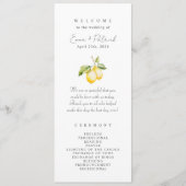 Classic Citrus Lemon Summer Wedding Programm (Vorderseite)