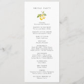 Classic Citrus Lemon Summer Wedding Programm (Rückseite)