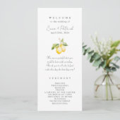 Classic Citrus Lemon Summer Wedding Programm (Stehend Vorderseite)