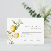 Classic Citrus Lemon Summer Wedding RSVP Card (Stehend Vorderseite)