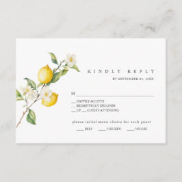 Classic Citrus Lemon Summer Wedding RSVP Card Begleitkarte