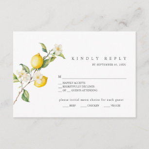 Classic Citrus Lemon Summer Wedding RSVP Card Begleitkarte