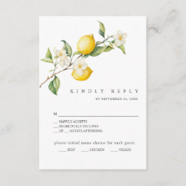 Classic Citrus Lemon Summer Wedding RSVP Card Begleitkarte