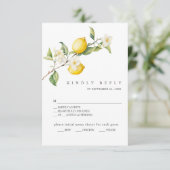 Classic Citrus Lemon Summer Wedding RSVP Card Begleitkarte (Stehend Vorderseite)