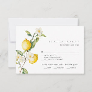 Classic Citrus Lemon Summer Wedding RSVP Card Karte