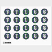 Classic Clan Baird Tartan Monogram Runder Aufkleber (Blatt)