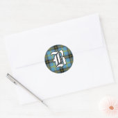 Classic Clan Bell Tartan Monogram Runder Aufkleber (Umschlag)