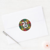 Classic Clan Buchanan Tartan Monogram Runder Aufkleber (Umschlag)