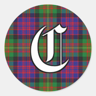 Classic Clan Carnegie Tartan Monogram Runder Aufkleber