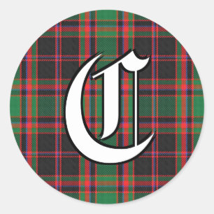 Classic Clan Cumming Jagd Tartan Monogram Runder Aufkleber