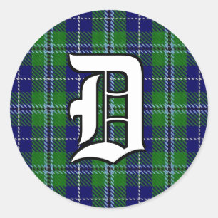 Classic Clan Douglas Tartan Monogram Runder Aufkleber