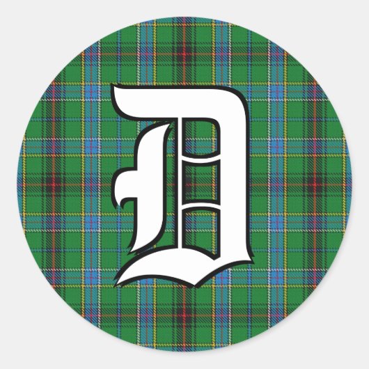 Classic Clan Duncan Tartan Monogram Runder Aufkleber (Vorderseite)