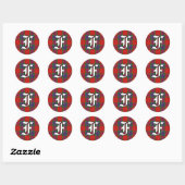 Classic Clan Fraser Tartan Monogram Runder Aufkleber (Blatt)