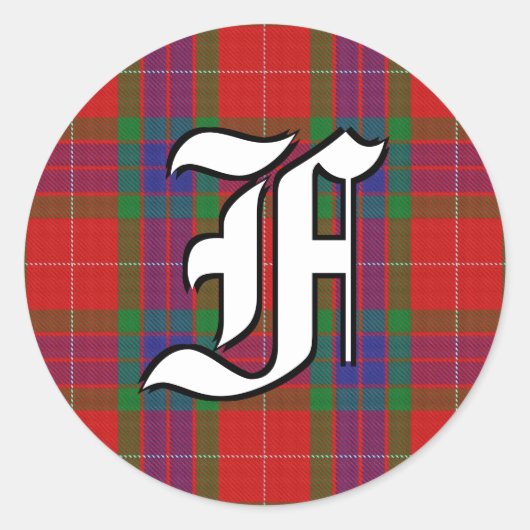 Classic Clan Fraser Tartan Monogram Runder Aufkleber (Vorderseite)