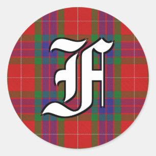 Classic Clan Fraser Tartan Monogram Runder Aufkleber